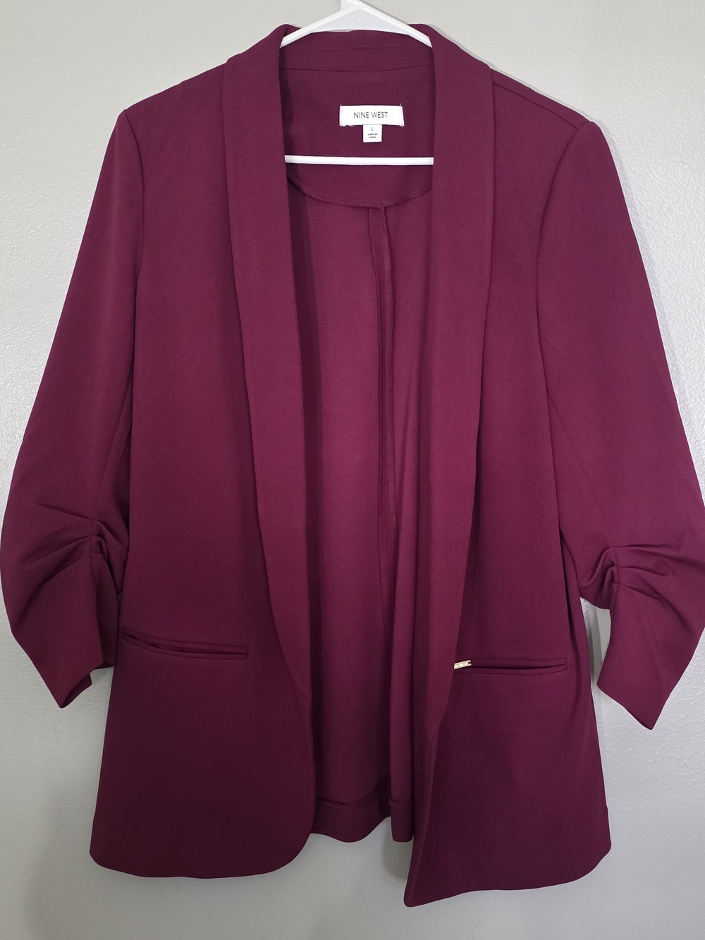 Nine West Women's Wine Open-Front Shawl Collar Blazer